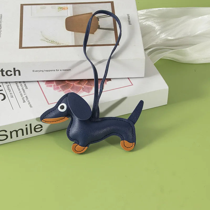 Cute Dachshund Keychain Leather Design Dog Charm for Bag Car Ornament Perfect Gift for Women Couples Friends Lucy Inspired