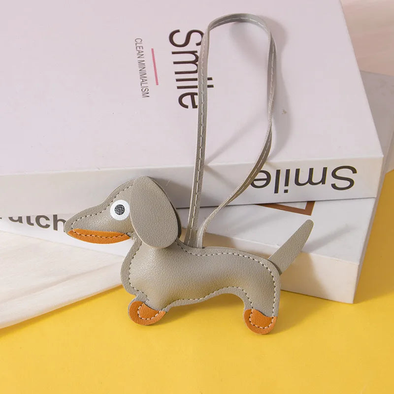 Cute Dachshund Keychain Leather Design Dog Charm for Bag Car Ornament Perfect Gift for Women Couples Friends Lucy Inspired