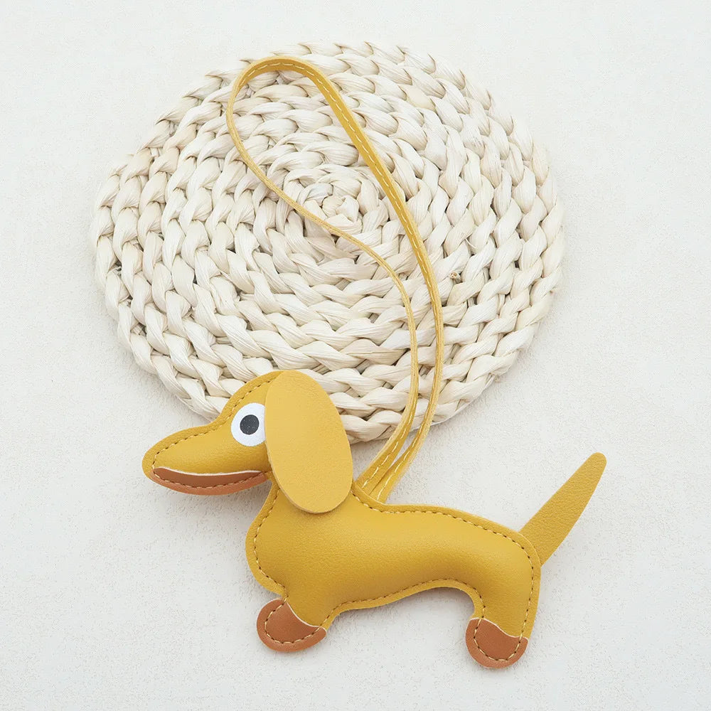 Cute Dachshund Keychain Leather Design Dog Charm for Bag Car Ornament Perfect Gift for Women Couples Friends Lucy Inspired